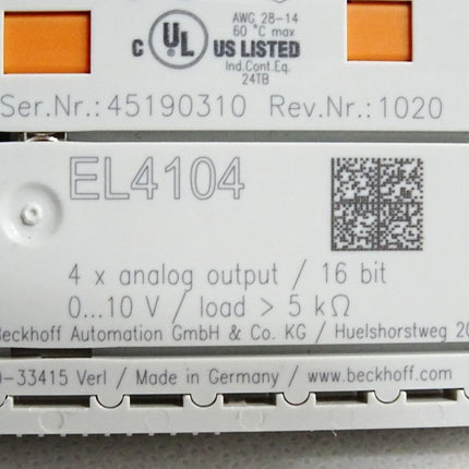 Beckhoff EL4104 Rev.1020 analoge Ausgangsklemme - Maranos.de