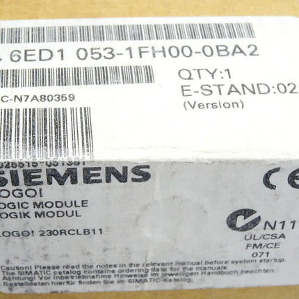 Siemens LOGO! 6ED1053-1FH00-0BA2 6ED1 053-1FH00-0BA2 Neu OVP versiegelt - Maranos.de