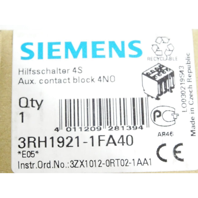 Siemens Hilfsschalter 3RH1921-1FA40 / Neu OVP - Maranos.de