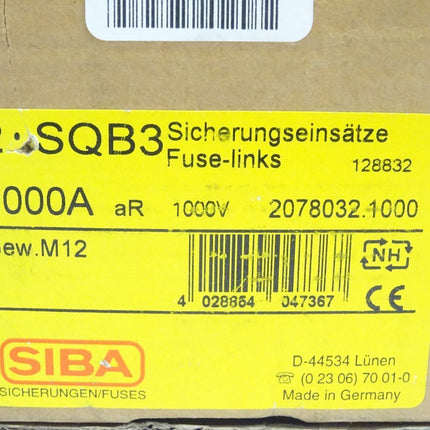 Siba SQB3 Sicherung Schmelzeinsatz 1000A Fuse-links 1000V neu-OVP - Maranos.de