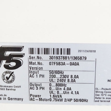 KEB Combivert F5 07F5B3A-0A0A 0.75kW - Maranos.de
