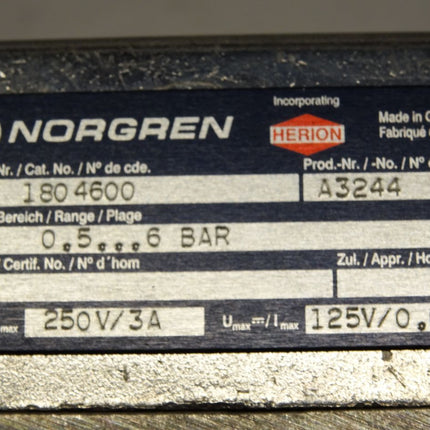 Norgren Druckschalter 1804600 / A6324 / 0.5..6bar / Neu OVP - Maranos.de