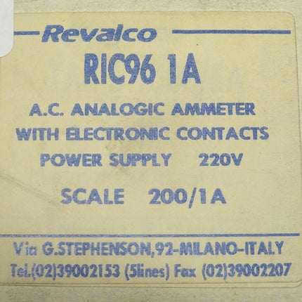Revalco RIC96 Amperemeter 0-200A 220V neu-OVP - Maranos.de