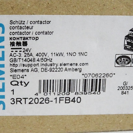 Siemens Schütz 3RT2026-1FB40 / Neu OVP - Maranos.de