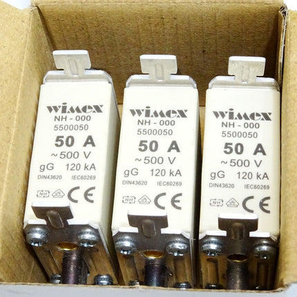 Wimex Sicherungen 500V NH 000 gG 50A 5500050 / Inhalt:3 Stück / Neu OVP - Maranos.de
