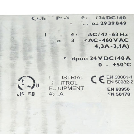 Phoenix Contact Power Supply 78-107-3300 / 2939849 Quint-PS-3x400AC/24DC/40 - Maranos.de