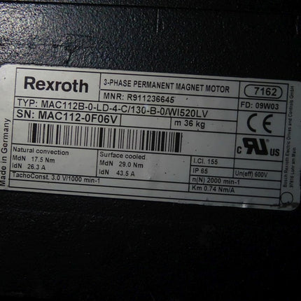 Rexroth Indramat MAC112B-0-LD-4-C/130-B-0/WI520LV Servomotor / R911236645 Top - Maranos.de