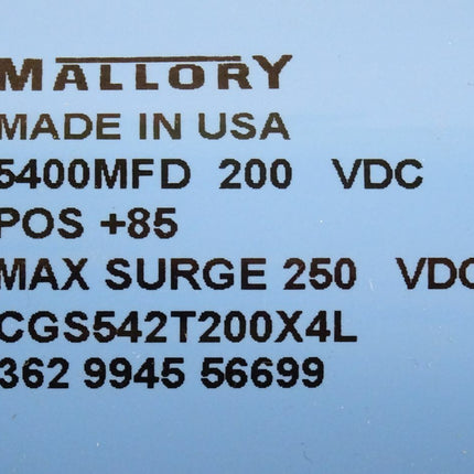 Mallory 5400MFD 200VDC CNC Kondensator CGS542T200X4L NEU-OVP - Maranos.de