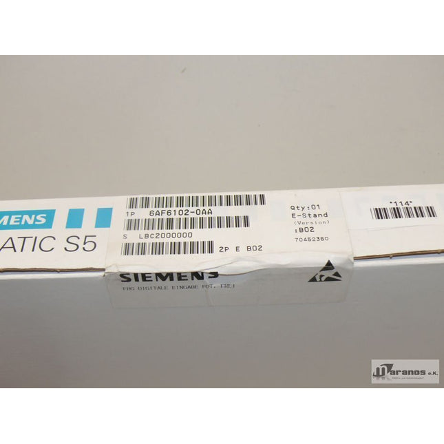 NEU-OVP Siemens 6AF6102-0AA Digitaleingabe 6AF6 102-0AA E: B02 Versiegelt - Maranos.de