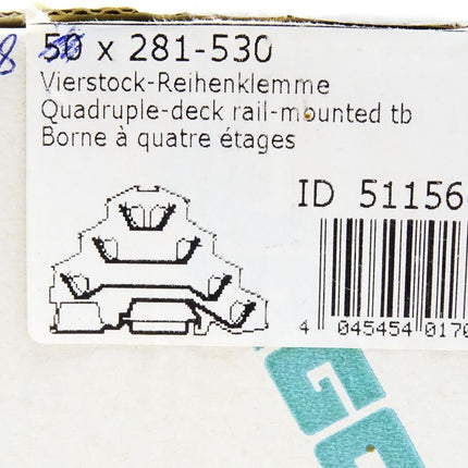 Wago Vierstock-Reihenklemme 281-530 / Inhalt : 48 Stück / Neu OVP - Maranos.de
