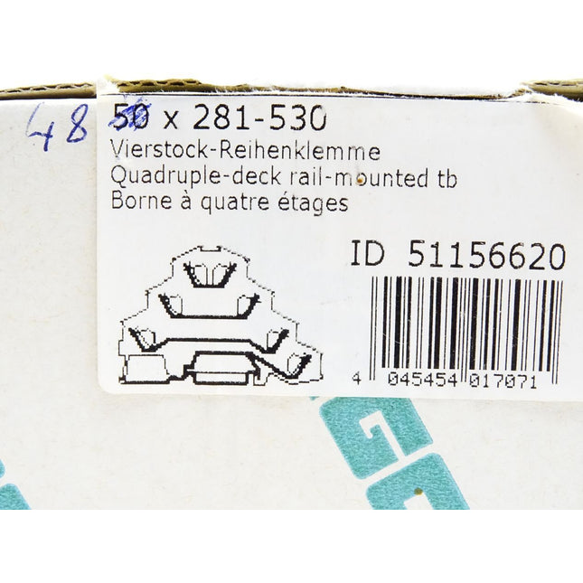 Wago Vierstock-Reihenklemme 281-530 / Inhalt : 48 Stück / Neu OVP - Maranos.de