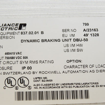Reliance Electric Dynamic Braking Unit DBU-50 837.02.01 B - Maranos.de