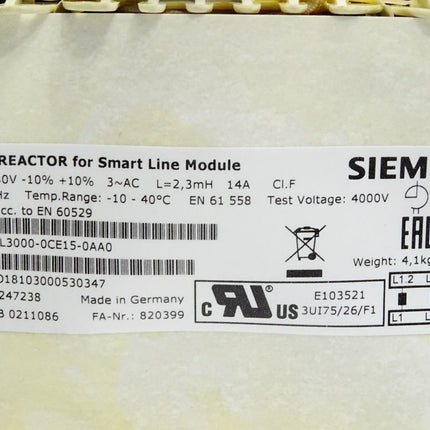 Siemens Line Reactor for Smart Line Module 6SL3000-0CE15-0AA0 - Maranos.de