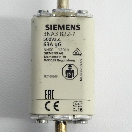 Siemens 3NA3822-7 NH-Sicherungseinsatz 3NA3 822-7 - Maranos.de