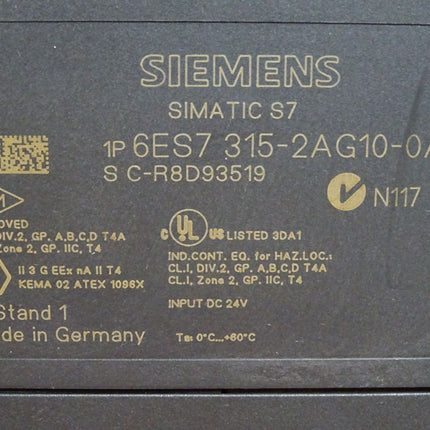 Siemens S7-300 CPU 315-2DP 6ES7315-2AG10-0AB0 6ES7 315-2AG10-0AB0 Halterung gebrochen - Maranos.de