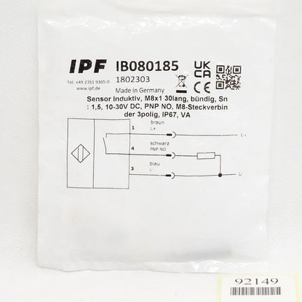 Ipf electronic Sensor Induktiv IB080185 / Neu OVP - Maranos.de