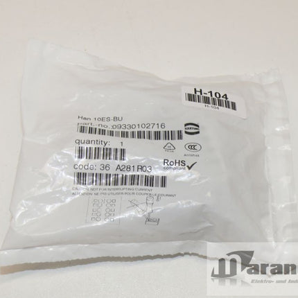 Neu-OVP: Harting 10 ES-BU Buchseneinsatz / 0933301027716/ 09 33 01 02 7716 - Maranos.de