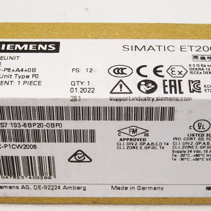 Siemens ET200SP 6ES7193-6BP20-0BF0  6ES7 193-6BP20-0BF0 Neu OVP versiegelt - Maranos.de