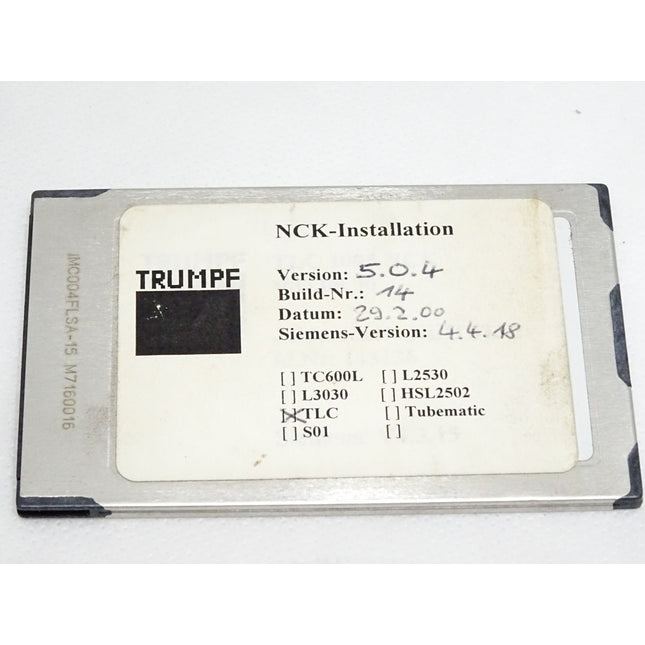 Siemens PC Card 6FC5250-3AX20-5AH0 mit Trumpf NCK Installation 5.0.4 TLC - Maranos.de