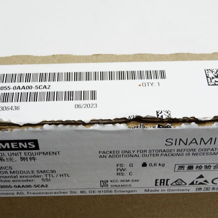Siemens Sinamics Sensor Module SMC30 6SL3055-0AA00-5CA2 / Neu OVP - Maranos.de