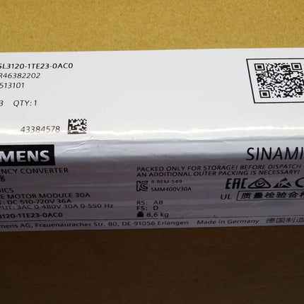 Siemens Sinamics Frequenzumrichter 16kW 6SL3120-1TE23-0AC0 6SL3 120-1TE23-0AC0 / Neu OVP versiegelt - Maranos.de
