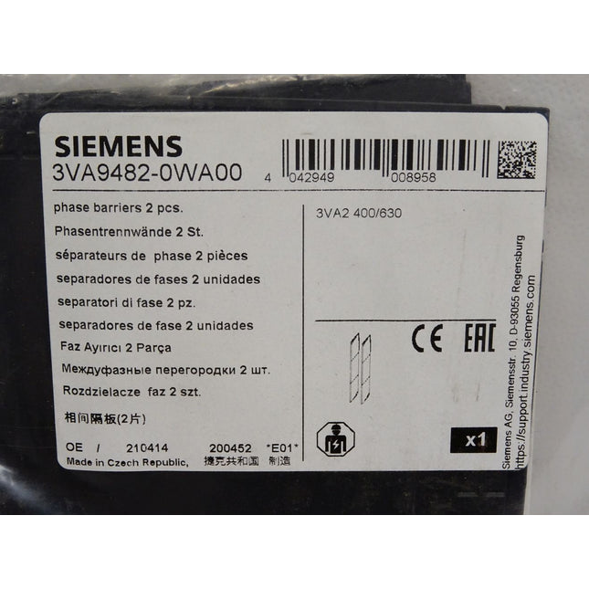 Siemens 3VA9482-0WA00 / Phasentrennwände / Inhalt : 2 Stück / Neu OVP - Maranos.de