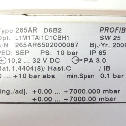 ABB Druckmessumformer 265AR D6B2 ProfiBus 10 bar - Maranos.de