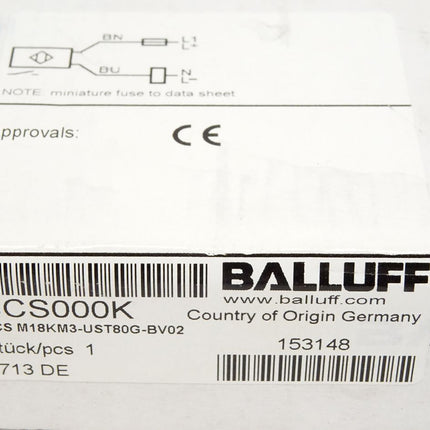 Balluff Kapazitiver Sensor BCS000K BCS M18KM3-UST80G-BV02 / Neu OVP versiegelt - Maranos.de