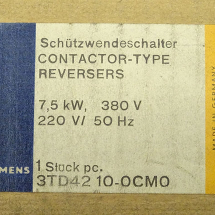 Siemens 3TD4210-0CM0 Schützwendschalter 3TD4 210-0CM0 neu-versiegelt - Maranos.de
