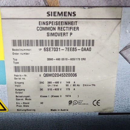 Siemens Simovert Einspeiseeinheit 6SE7031-7EE85-0AA0 - Maranos.de