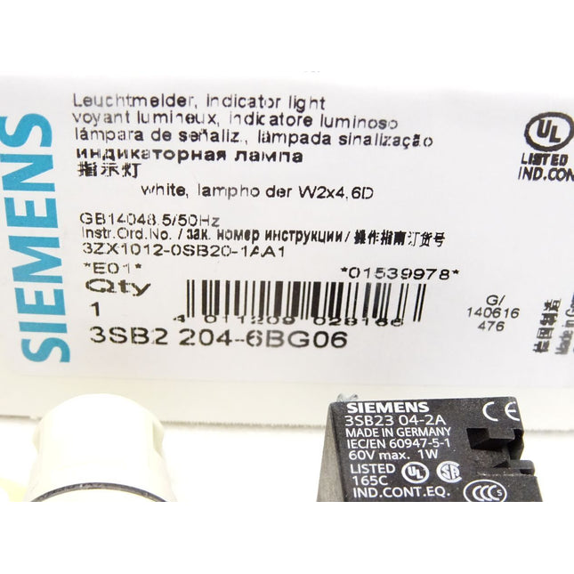 Siemens Leuchtmelder weiß 3SB2204-6BG06 (3SB2304-2A) / Neu OVP - Maranos.de