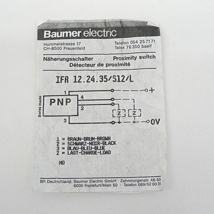 Baumer electric IFR 12.21.35/S12/L Näherungsschalter IFR122135S12L NEU - Maranos.de