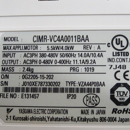 Yaskawa V1000 CIMR-VC4A0011BAA / Unbenutzt - Maranos.de