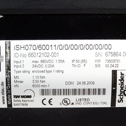 Schneider Electric Elau Servomotor VIA0701D01A0000 ISH070/60011/0/0/00/0/00/00/00 66012102-001 6000min-1 - Maranos.de