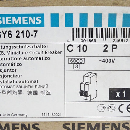 Siemens 5SY6210-7 Leistungsschutzschalter C10 2P / Neu OVP - Maranos.de