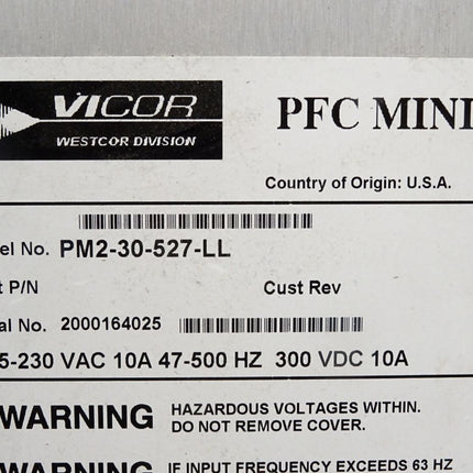 Vicor PFC MINI PM2-30-527-LL Power Supply - Maranos.de