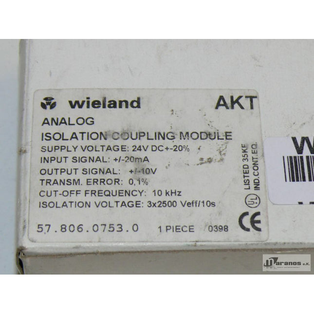 NEU-OVP Wieland AKT 57.806.0753.0 Analog Isolation coupling Module - Maranos.de
