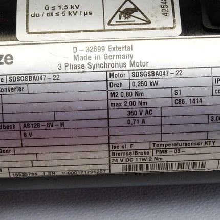 Lenze Servomotor SDSGSBA047-22 0,250kW 3000r/min + Getriebe LP050-M01-5 - Maranos.de