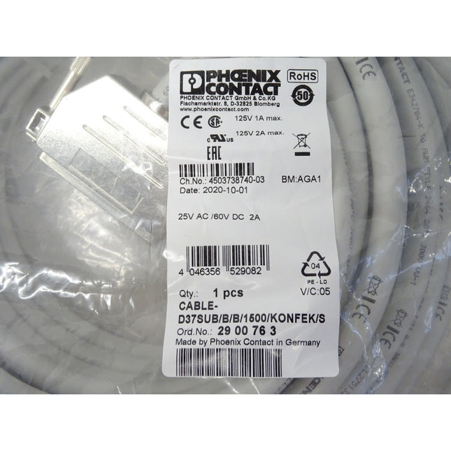 Phoenix Contact 2900763 / CABLE-D37SUB/B/B/1500/KONFEK/S / Neu OVP - Maranos.de