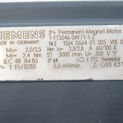 Siemens Permanent-Magnet-Motor 1FT5046-0AF71-1-Z 3000/min + Alpha SP75-M1-10 - Maranos.de