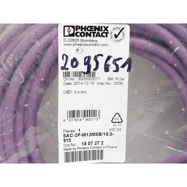 Phoenix Contact 1507272 SAC-2P-M12MSB/15,0-910 Bussystem-Kabel / Neu OVP - Maranos.de