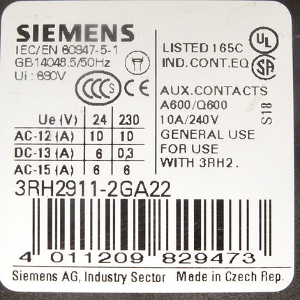 Siemens 3RH2911-2GA22 / Inhalt : 2 Stück - Maranos.de