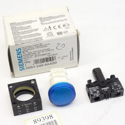 Siemens Leuchtmelder blau 3SB3248-6AA50 mit 3SB3400-1QD / Neu OVP - Maranos.de