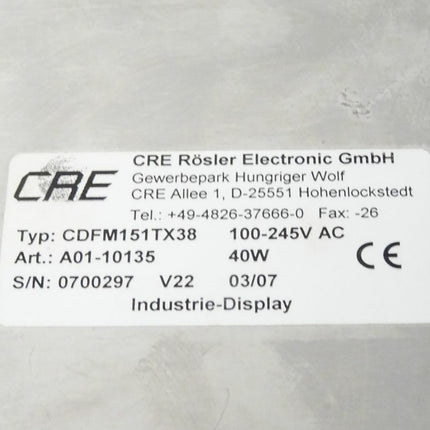 CRE Rösler CDFM151TX38 / A01-10135 / 100-245V AC, 40W / Industrie Display - Maranos.de