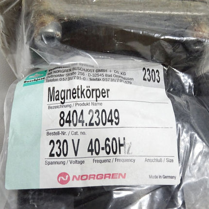 Buschjost Norgren Magnetventil 8234500 8404.23049 / Neu OVP - Maranos.de