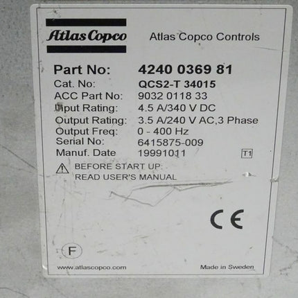Atlas Copco QCS2-T 340 15 / 4240 0369 81 / 9032 0118 33 - Maranos.de