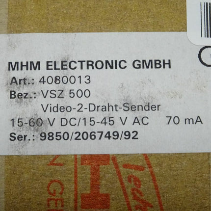 MHM Electronic VSZ500 Video-2-Draht-Sender 4080013 neu-versiegelt - Maranos.de