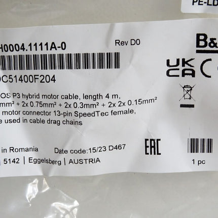 B&R 8ECH0004.1111A-0 Rev.D0 ACOPOS P3 Motorhybridkabel 4m / Neu OVP - Maranos.de