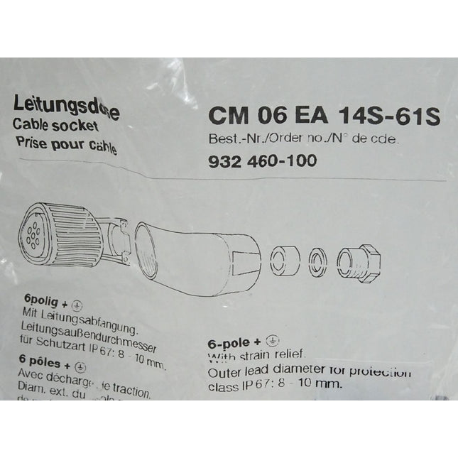 Hirschmann Leitungsdose CM 06 EA 14S-61S 932460-100 932 460-100 / Neu OVP - Maranos.de