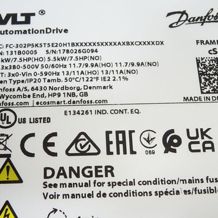 Danfoss VLT Automation Drive 131B0005 FC-302P5K5T5E20H1B 5.5kW / Neu OVP - Maranos.de